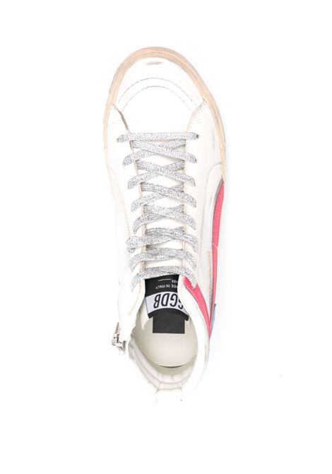 white pink and blue Slide high-top sneakers leather distressed effect GOLDEN GOOSE | GWF00115-F00470782338